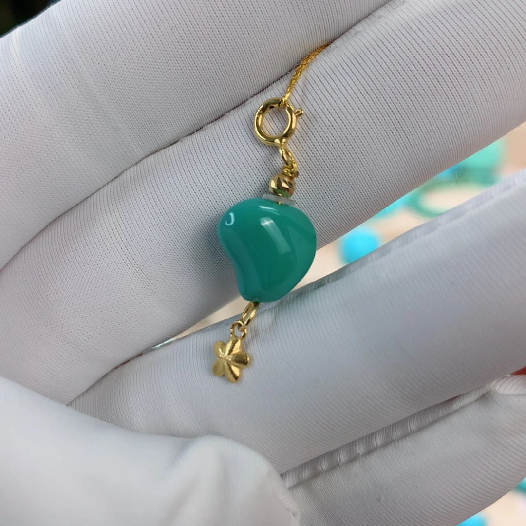 绿松石挂件18K金镶嵌