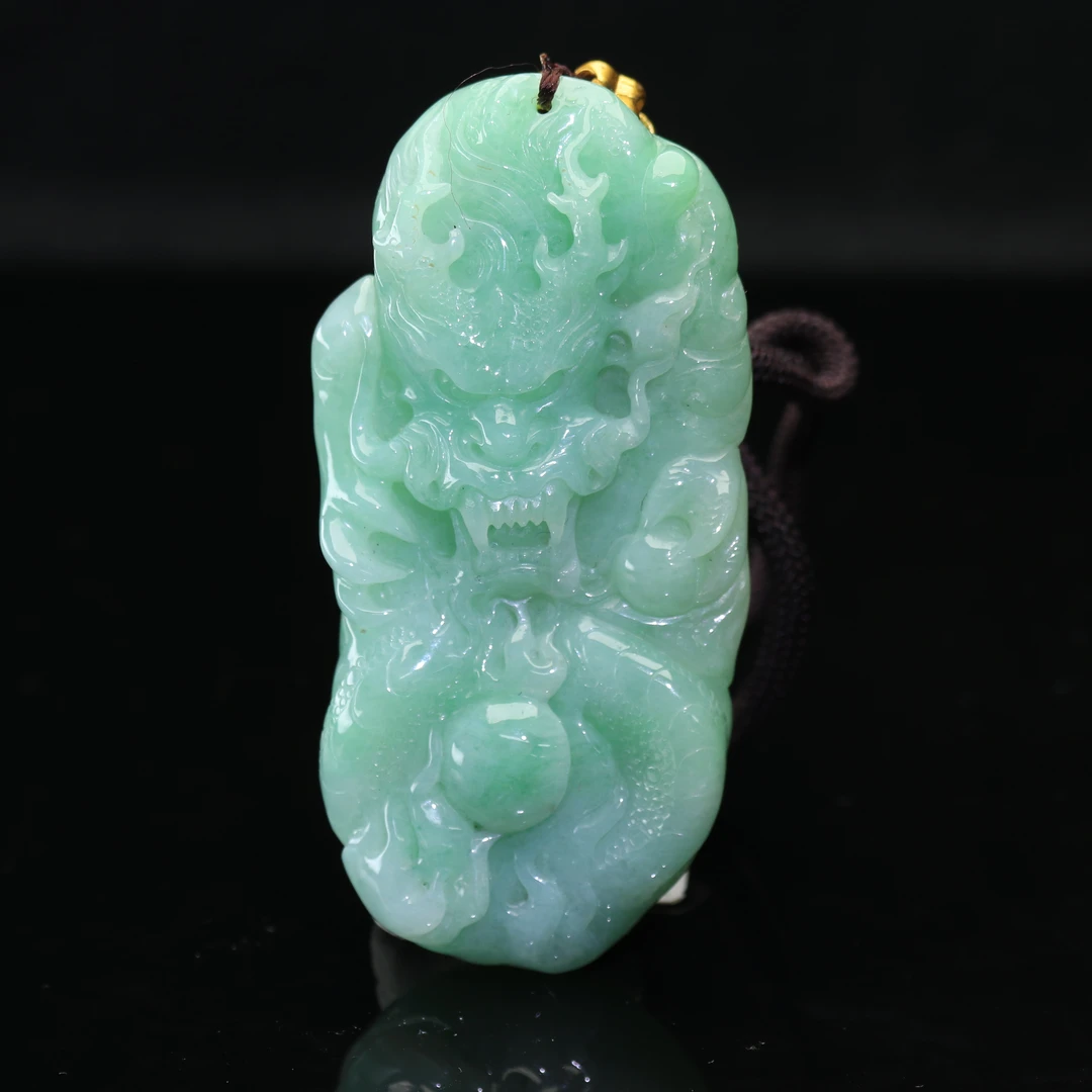 15天然缅甸翡翠A货绿龙牌/300321/上海嘉禾拍卖