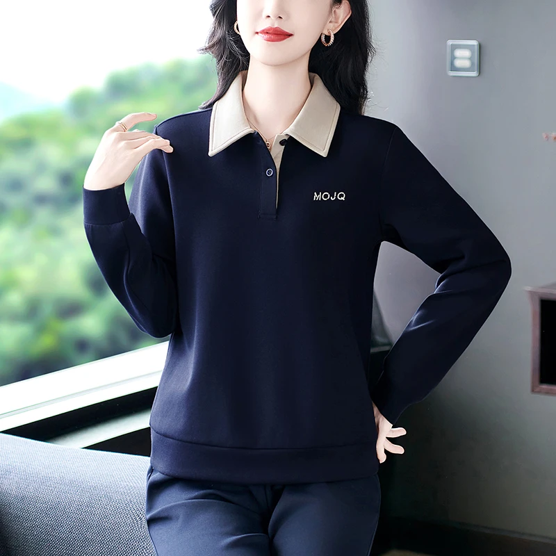 翻领卫衣女2025新款秋季长袖套头衫外套宽松休闲运动卫衣上衣百搭