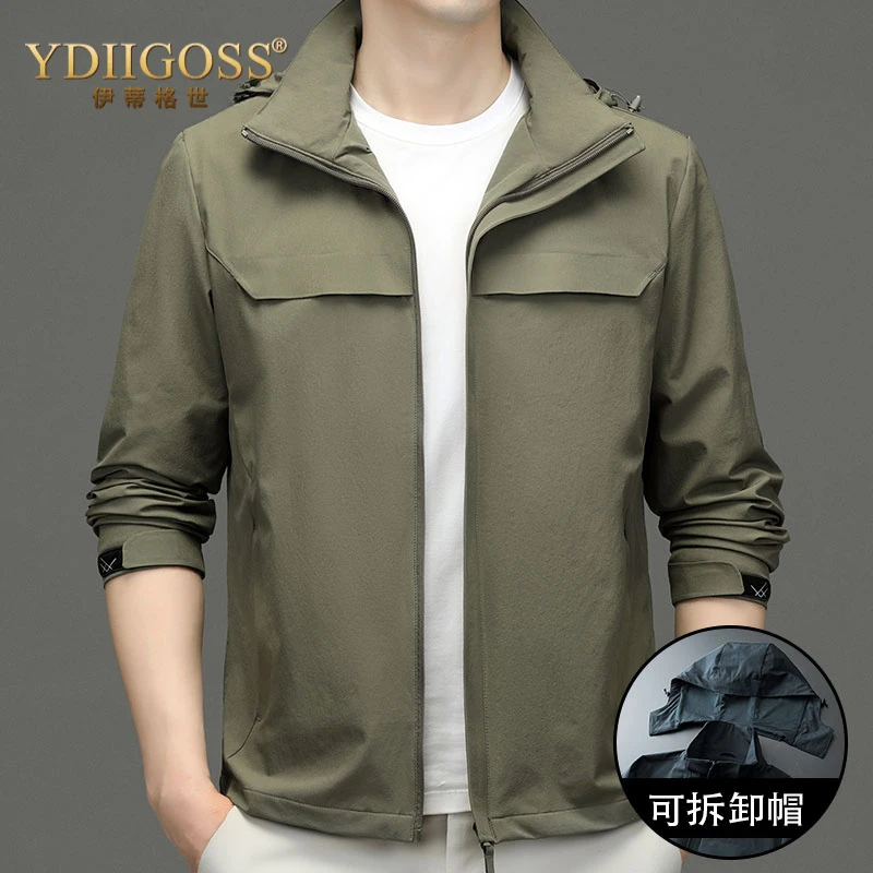 YDIIGOSS夹克外套男士时尚新款春秋季韩版男装中年休闲上衣服