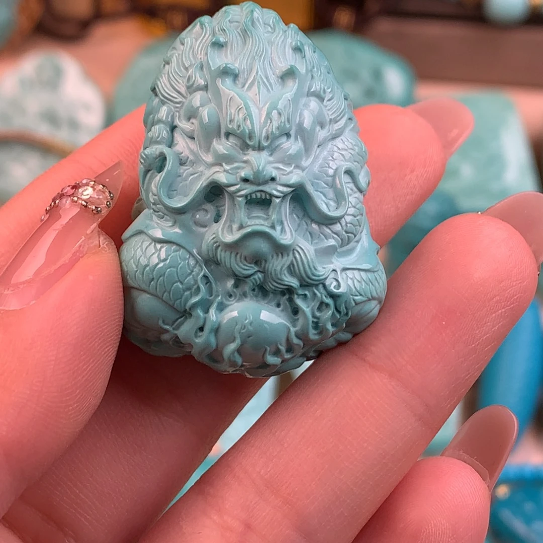 绿松石未镶嵌龙牌