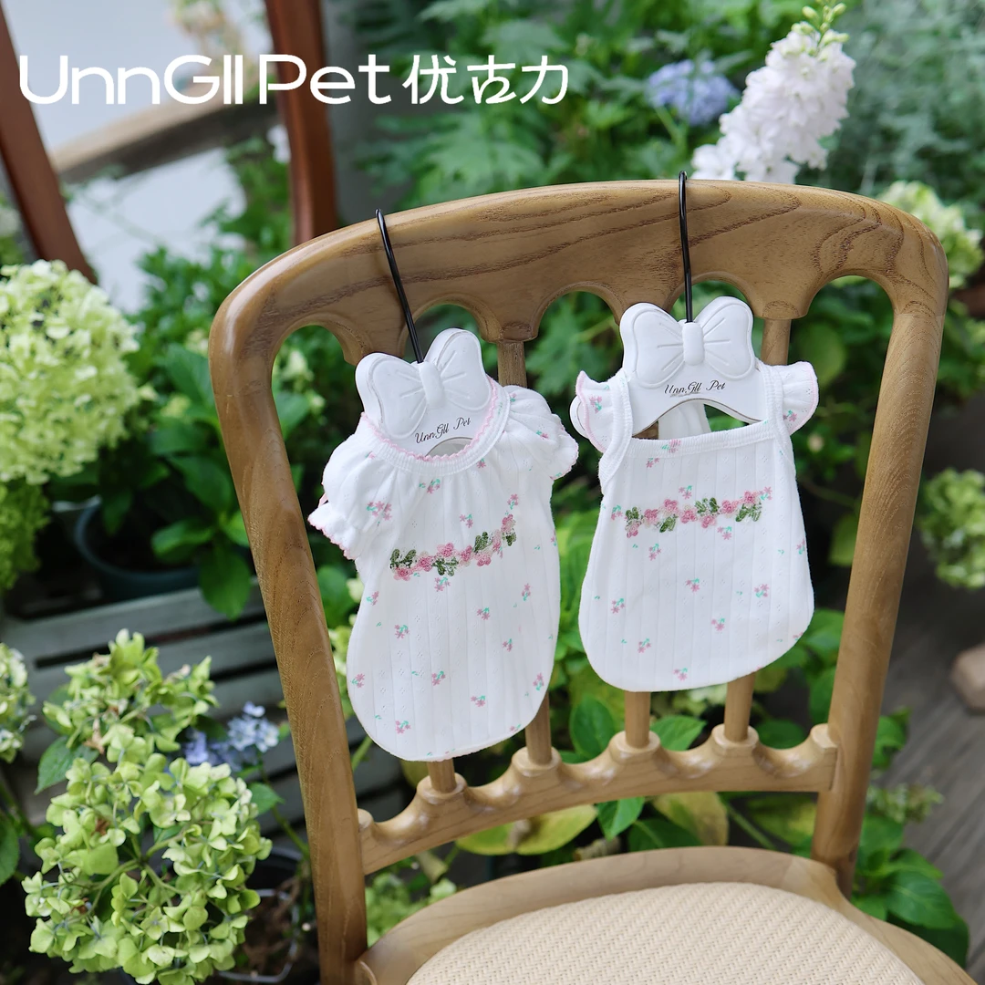 UnnGllPet优古力原创梦境花园碎花飞袖吊带花边背心宠物狗狗衣服
