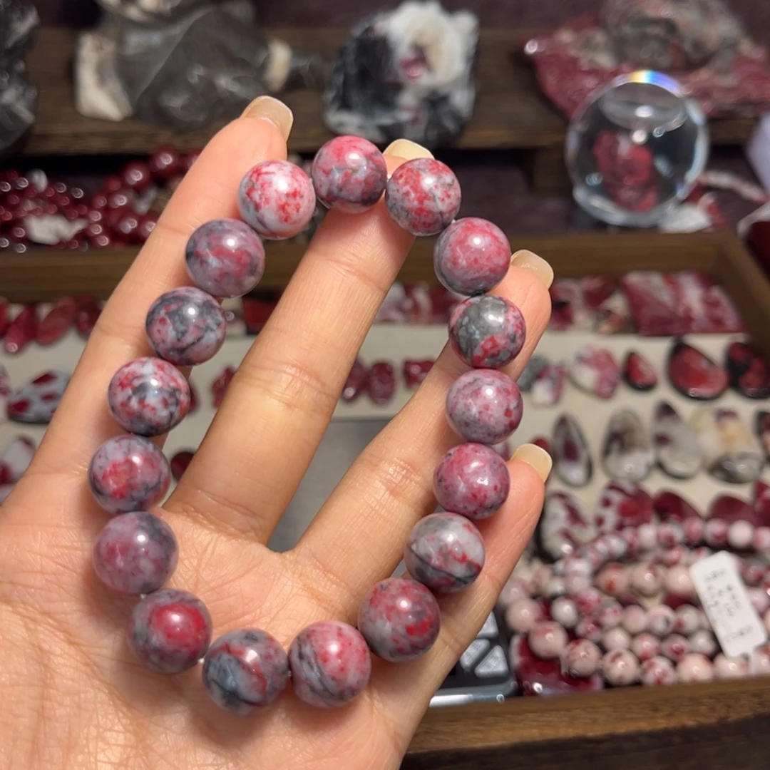 天然辰砂鸡血石手串42.9g