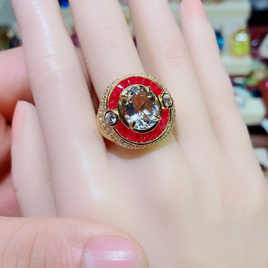 戒指水晶银S925镶嵌