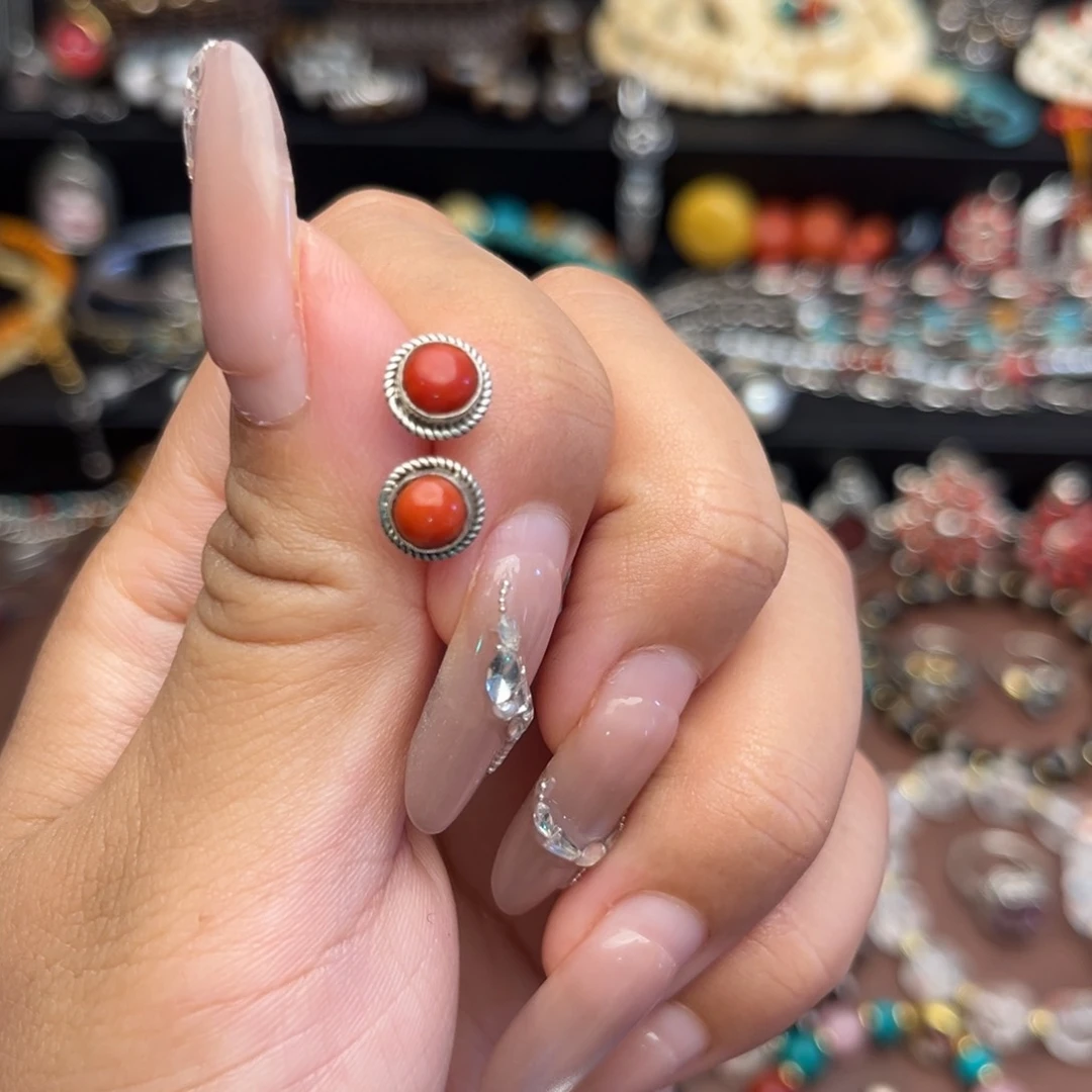 爱***活泥塑红漂亮绝美精致耳钉