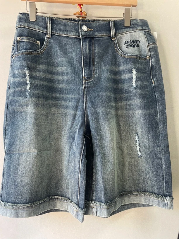 莫若衣新款6699时尚休闲夏季潮流水洗牛仔中裤