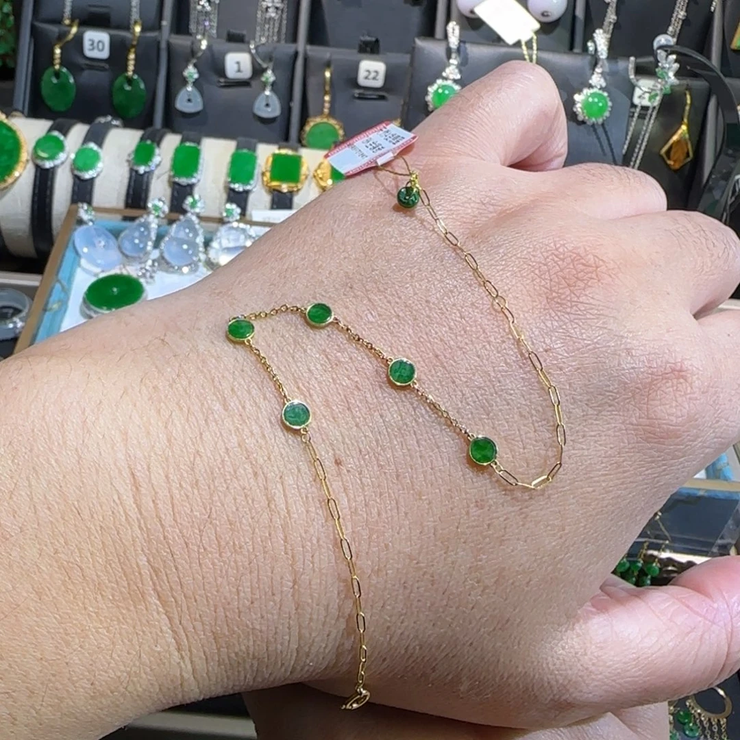 翡翠18K金镶嵌颈饰手链