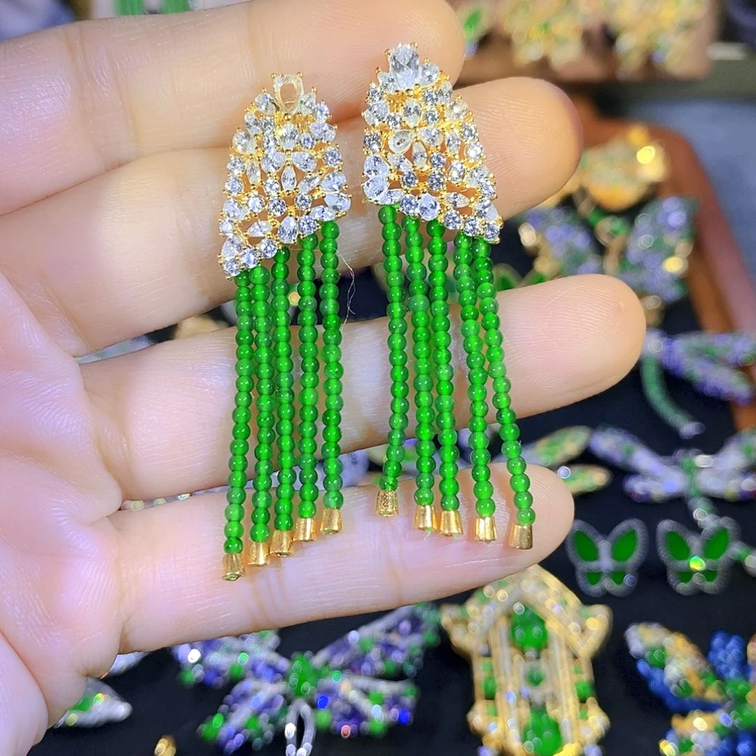 吊坠(不含链)银S925镶嵌翡翠