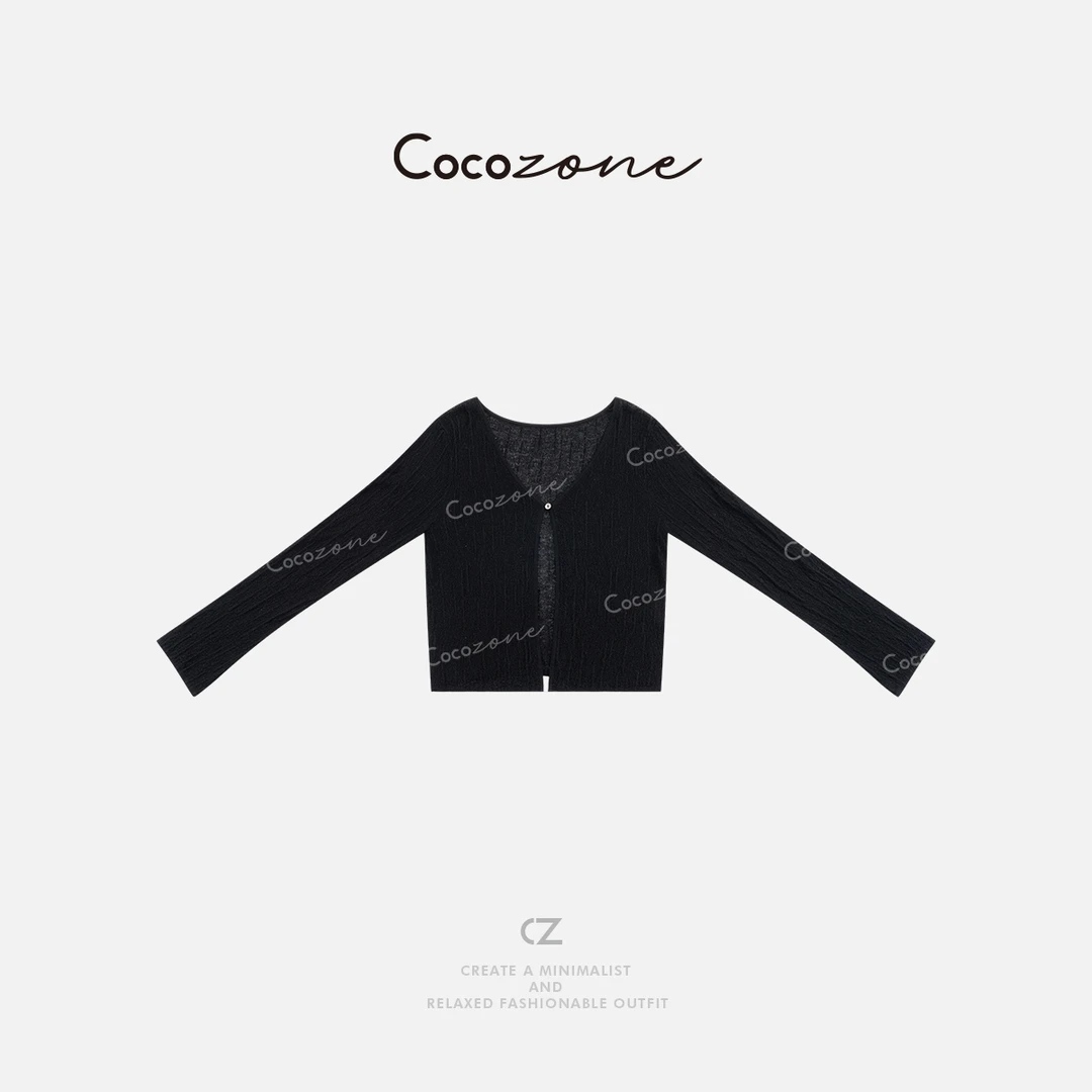 COCO ZONE刘一一 【肌肤衫】定制纱线褶皱空调衫毛织外套CD1A0634