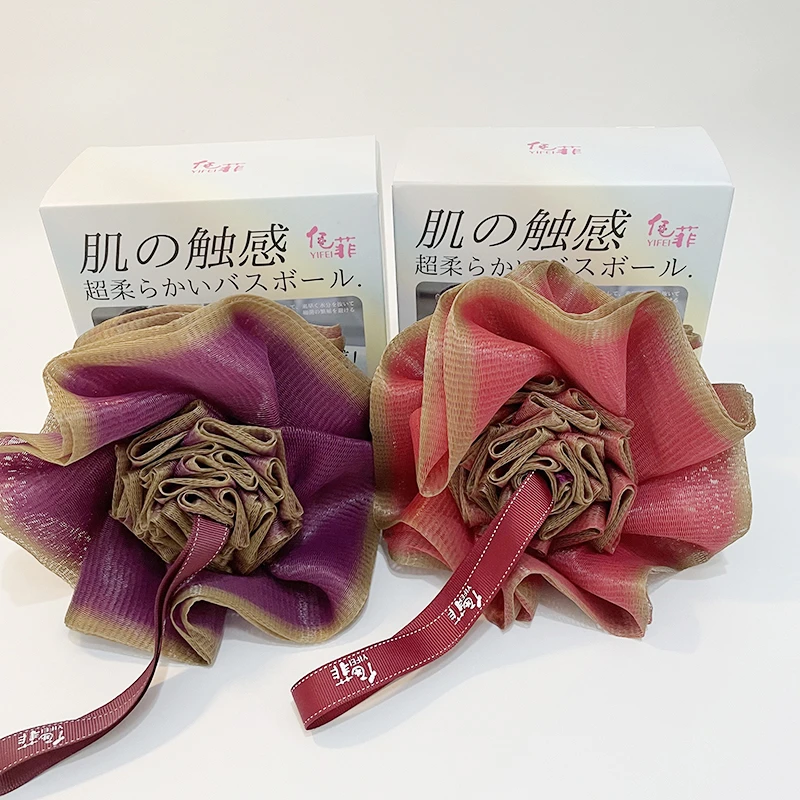 亿菲玫瑰大浴花浴球大号柔软起泡沐浴球 颜色随机不指定 00256