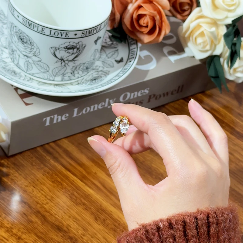 【如奕饰品】锆石戒指 个性戒指女高级感百搭时尚指环轻奢双排超