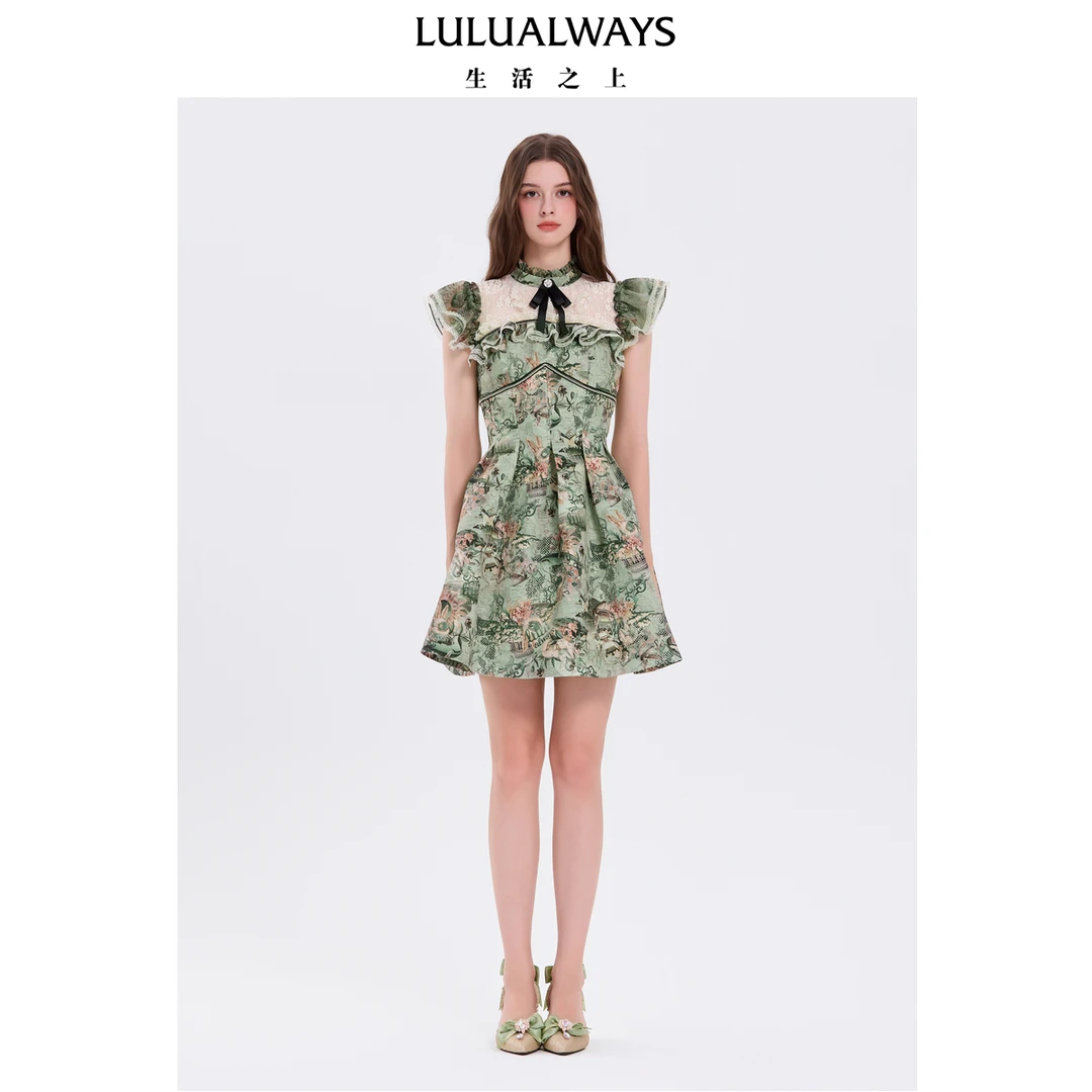 【程钱钱】LULUALWAYS25秋季新款法式温柔风甜美收腰A裙连衣裙