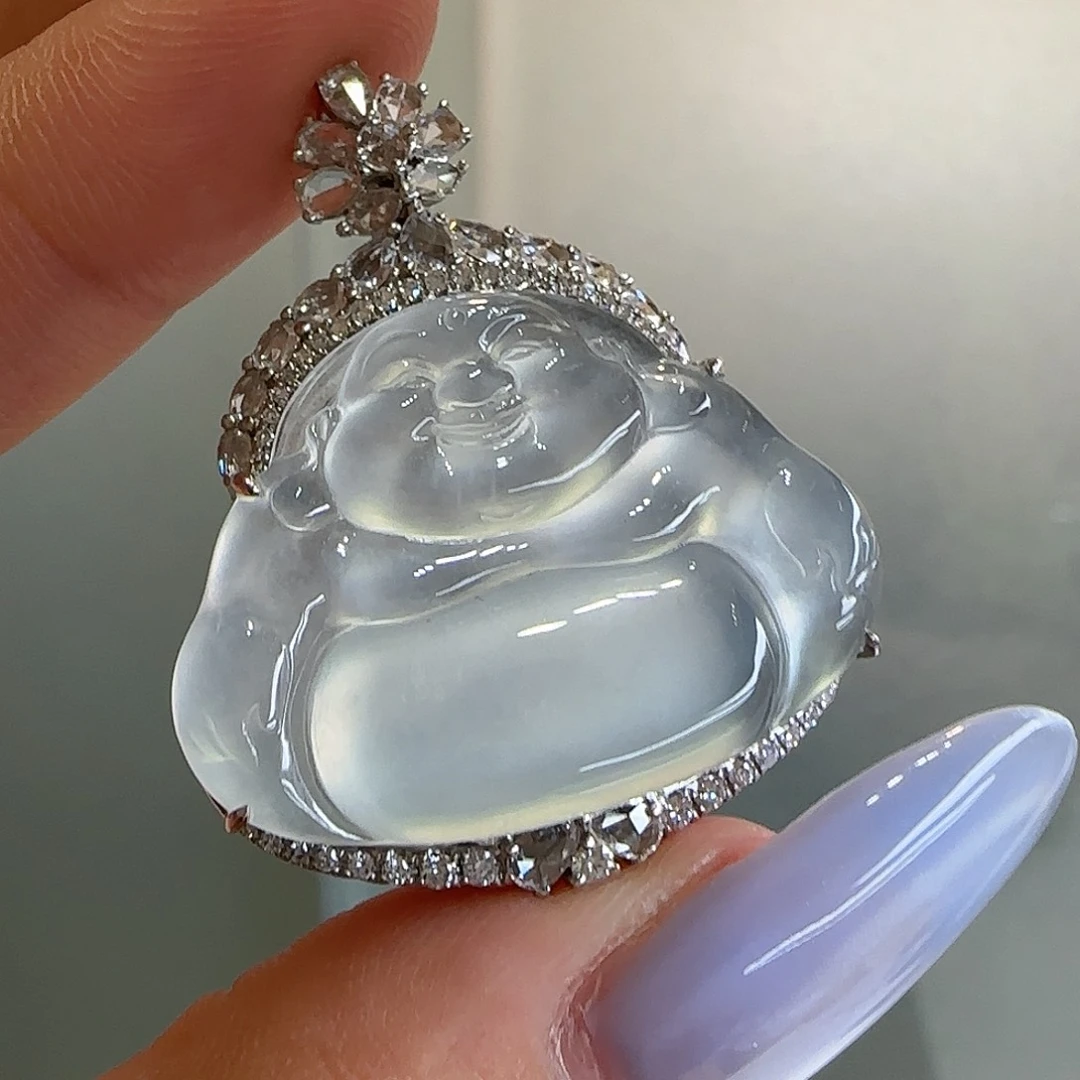 翡翠18K金镶嵌颈饰天然翡翠