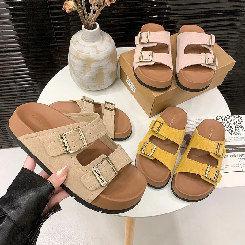 厚底拖鞋女夏外穿新款仙女风法式复古海边沙滩软休闲小众勃肯凉拖