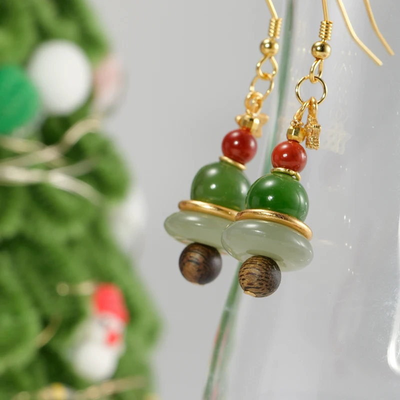 沉香【雪落星芒】99沉奇楠沉香0.5和田玉耳饰（多样性发其一）