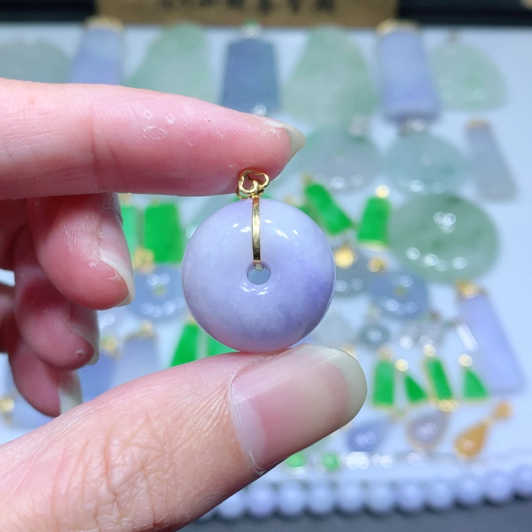 翡翠吊坠(不含链)18K金镶嵌