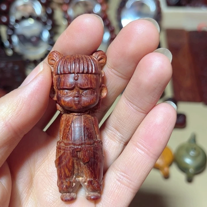 木鲜*檀香紫檀哪吒手把件