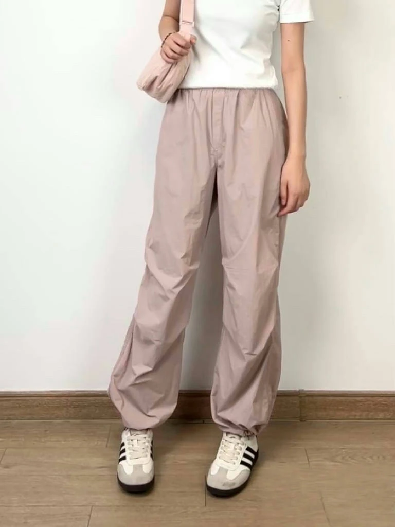 春夏新款女款伞兵工装裤宽松休闲裤薄款长裤直筒轻薄户外运动女裤