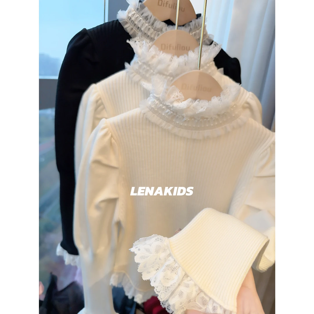 Lenakids【现货】气质百搭蕾丝纱纱女宝毛衣针织衫24111704