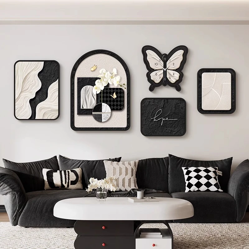 风抽象客厅装饰画沙发背景墙挂画法式艺术蝴蝶组合壁画高级感挂画