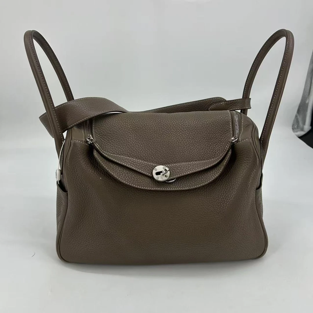 99新 Hermes/爱马仕 爱马仕LINGDY34大象灰R银扣单肩包8692092