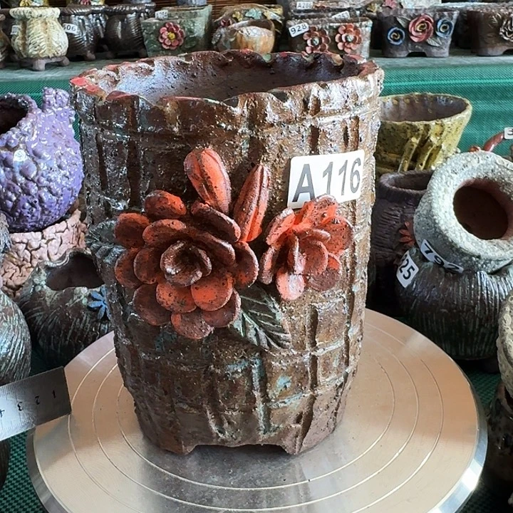 内口12高17粗陶手工