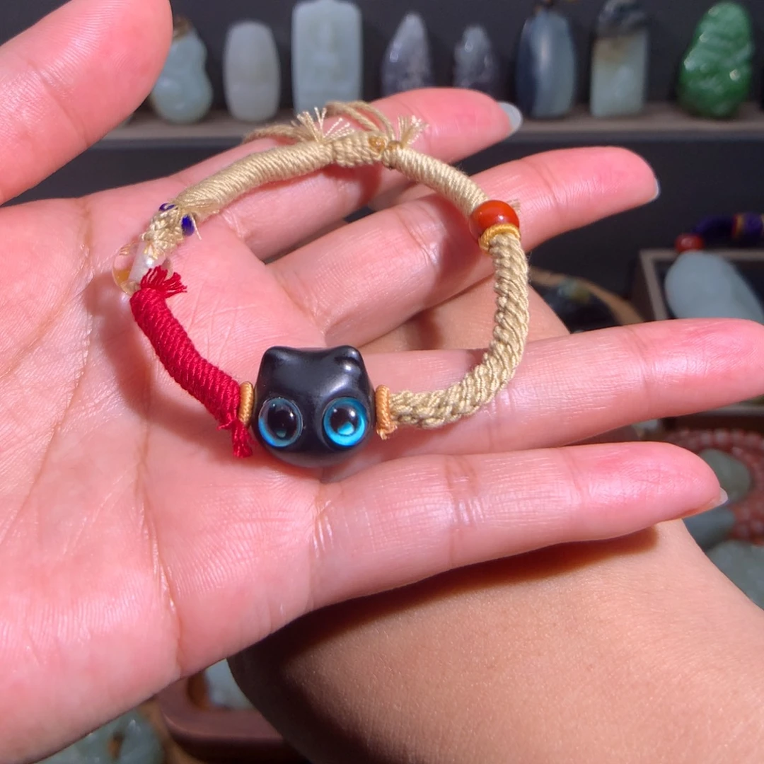 和田玉手链未镶嵌亮*