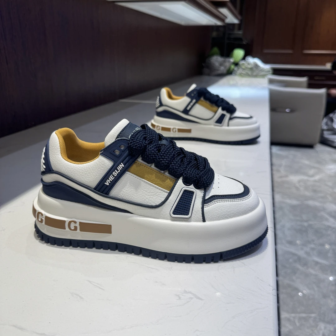 皮面拼色增高厚底秋季板鞋韩版鞋子软底时尚潮流百搭运动鞋