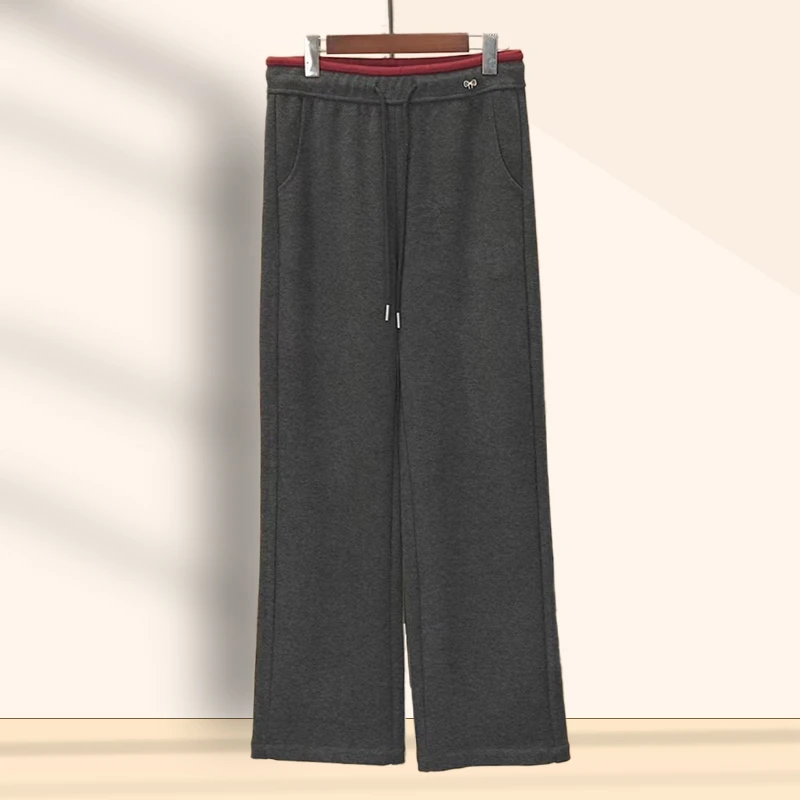 2025年秋冬新款加绒加厚保暖高腰休闲裤女