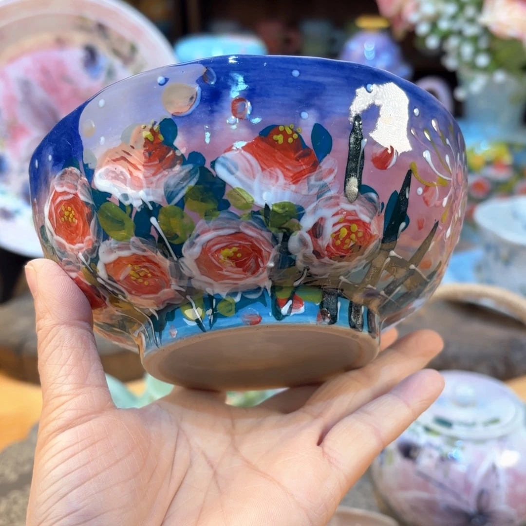 景德镇手绘高温釉下彩陶瓷茶具