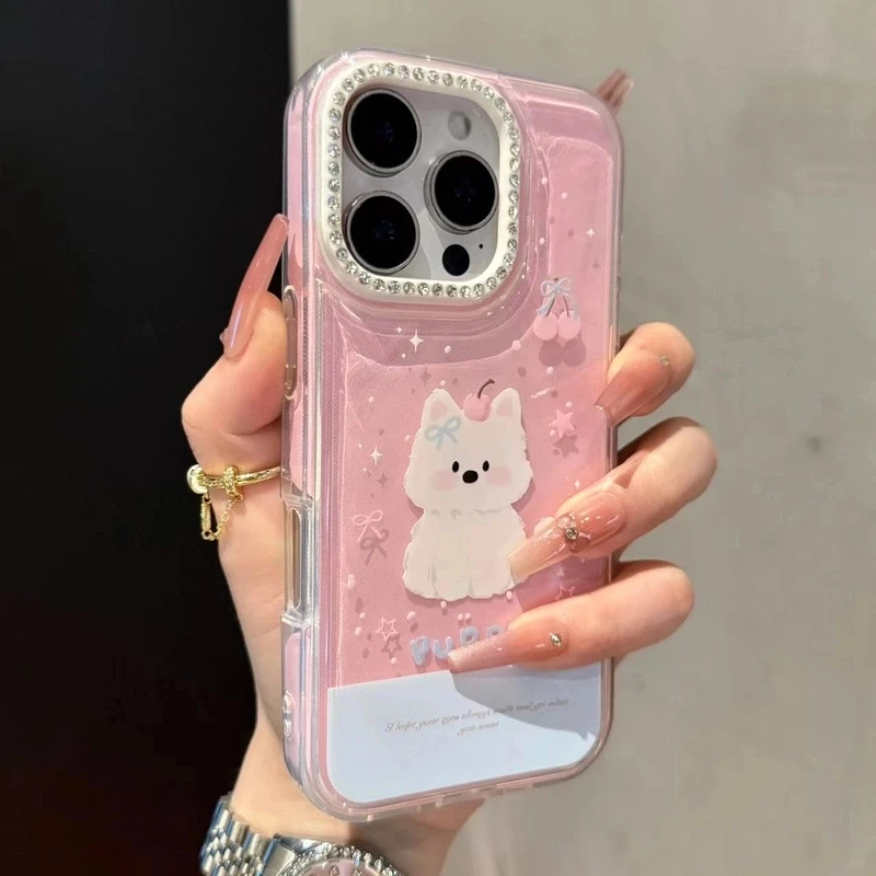 ins西高地小狗适用苹果16promax手机壳iPhone15pro简约14卡通13硬