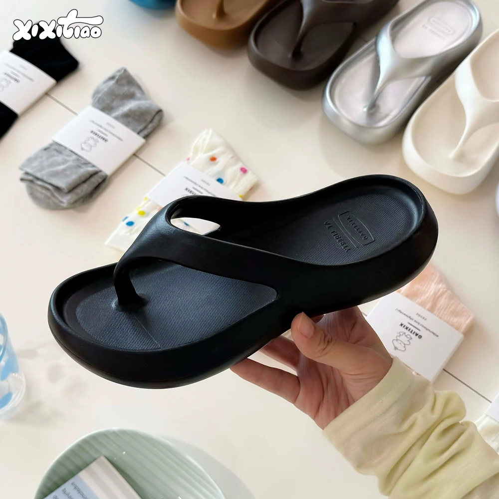 细细条 休闲夏季纯色百搭人字拖高级感女士eva软底防臭夹脚凉拖鞋