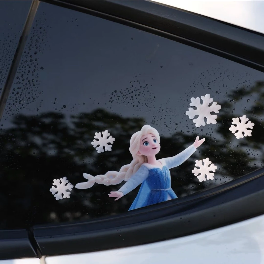 公主艾莎个性冰雪奇缘女王电动车爱莎装饰汽车车贴贴纸防水