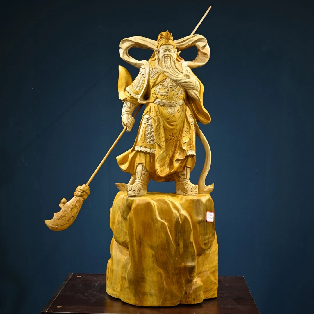 香樟木雕武财神关公供奉神像家居摆件桌面玄关根雕饰品木制雕刻