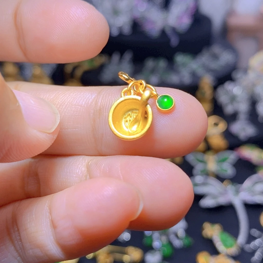 翡翠银S925镶嵌耳饰天然翡翠