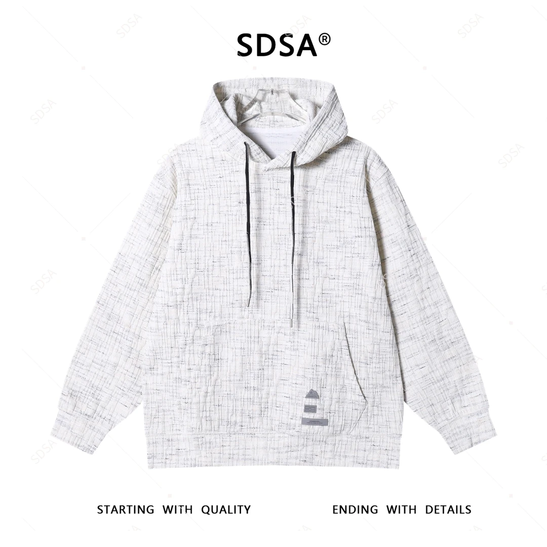 SDSA秋季新款男士痞帅设计师撞色针织立体抽绳连帽卫衣百搭时尚