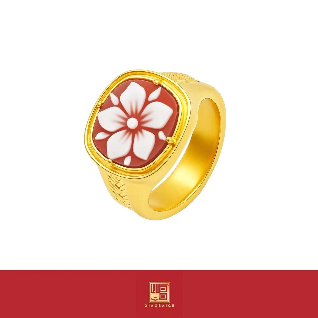 小赛哥[栀子花开]足金999黄金戒指攒黄金很安心#0553