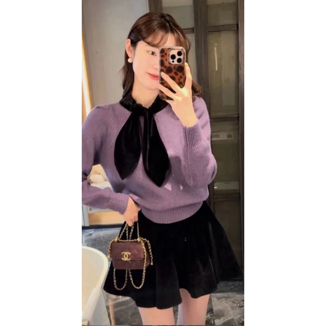 自带亮丝 秋冬半高领打底针织衫丝绒领加厚羊绒毛衣