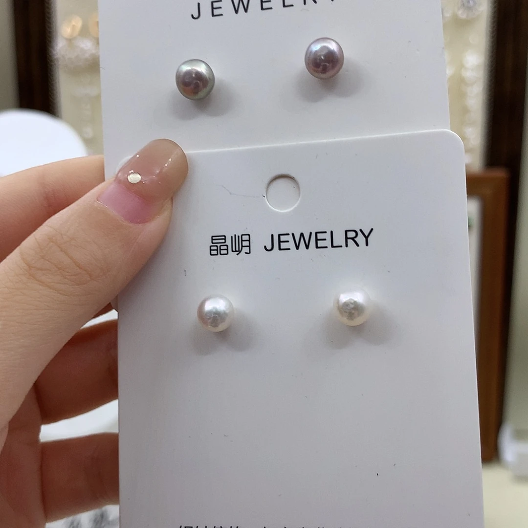 银S925镶嵌淡水珍珠耳饰