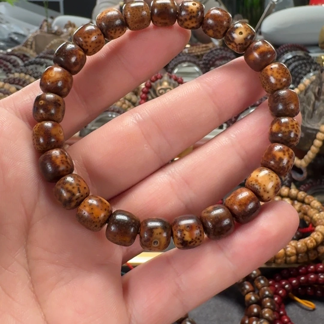 手串星月菩提原生态陈化老油料9*10虎皮玉化手串