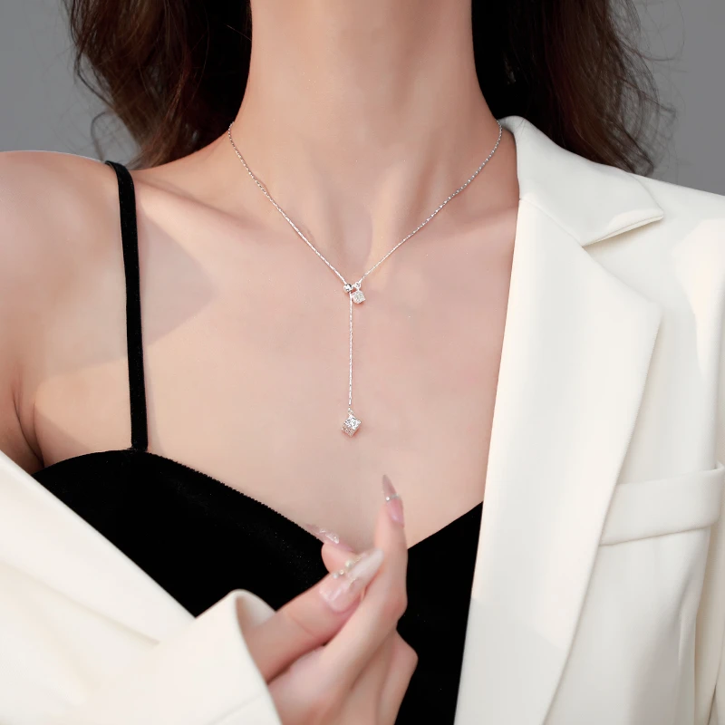 CUOOYINO/初影 铜合金项链 【肌理方块】精致长款项链女百搭锁骨链