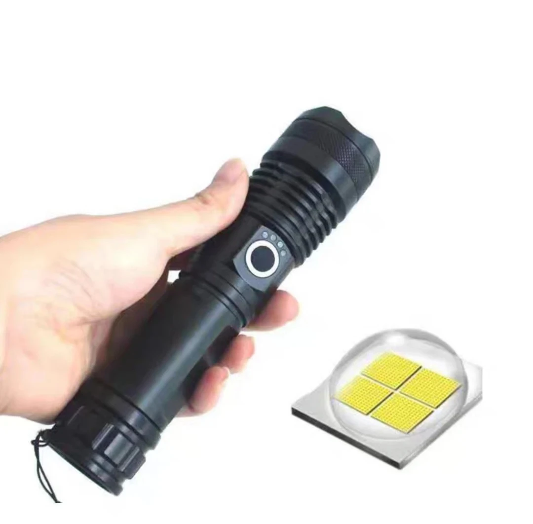 德国日本进口技术led跨境伸缩手电筒铝合金强光手电筒电池21700