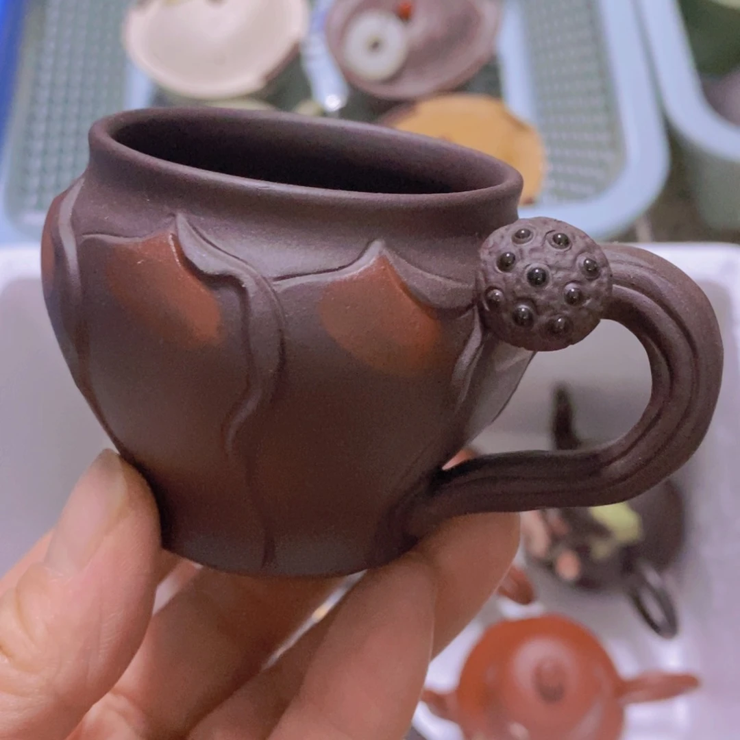 茶杯绿泥紫砂紫砂