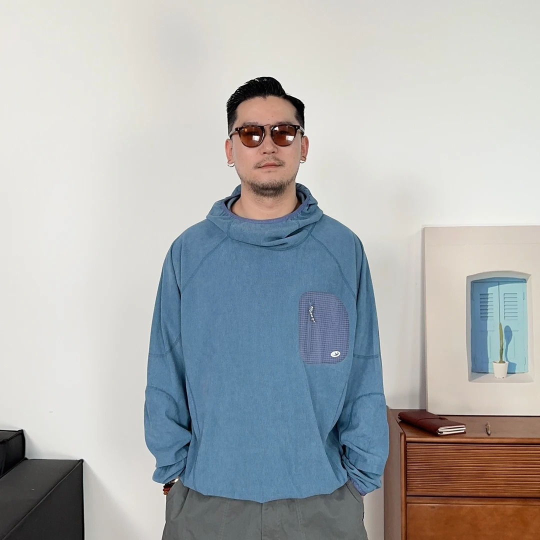 25FW秋季运动华夫格速干卫衣休闲长袖连帽套头上衣宽松户外山系