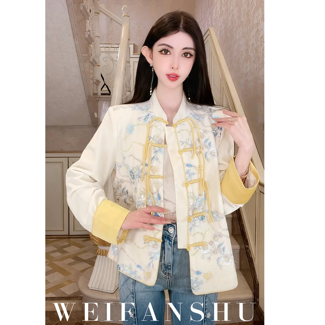 WEIFANSHU/魏凡舒【春晖撞色】早春新款设计感精致新中式国风外套