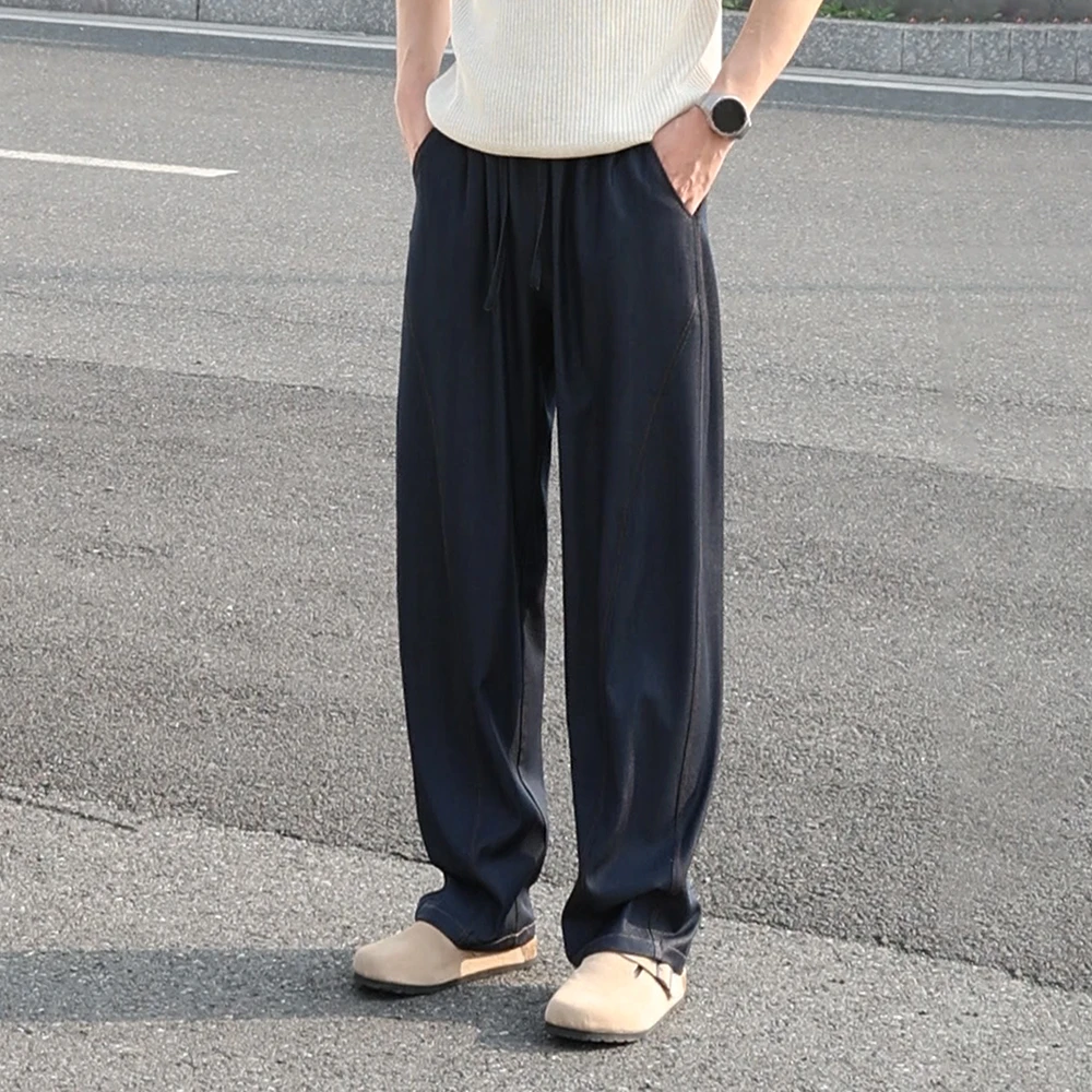 辑明线垂感软牛仔裤夏季百搭裤男款设计宽松百搭弯刀休闲裤男士