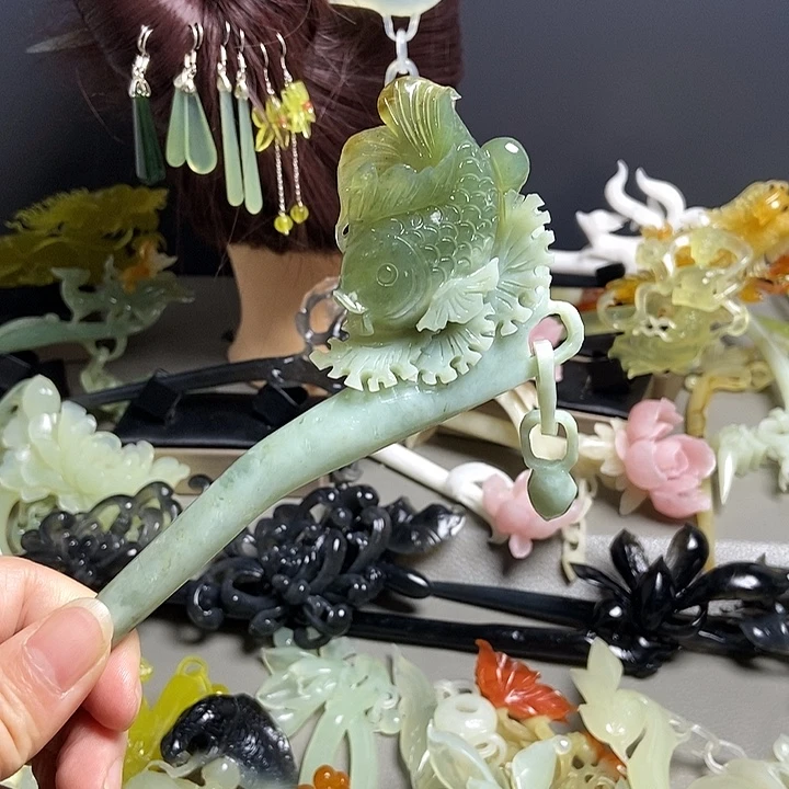 岫玉未镶嵌发簪发簪