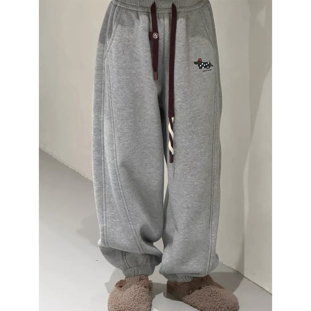 【专属】2024新款秋冬一体绒腊肠狗刺绣加绒加厚休闲卫裤 A800 800