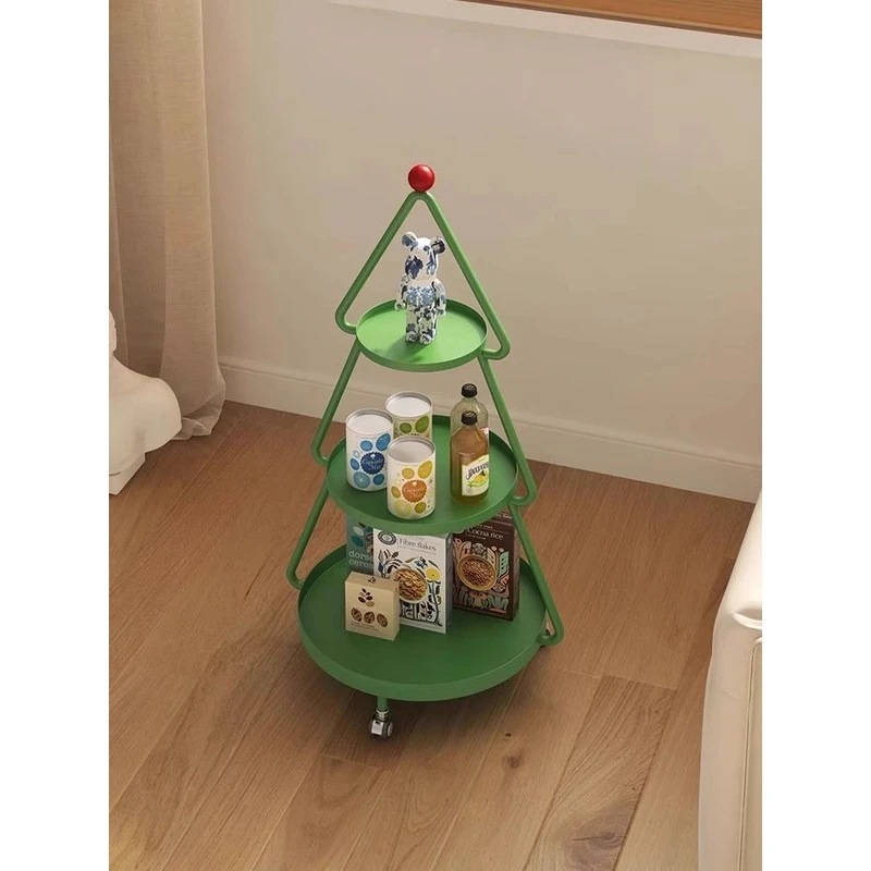 圣诞树客厅沙发边几简约现代创意可移动三层置物架卧室床头收纳架