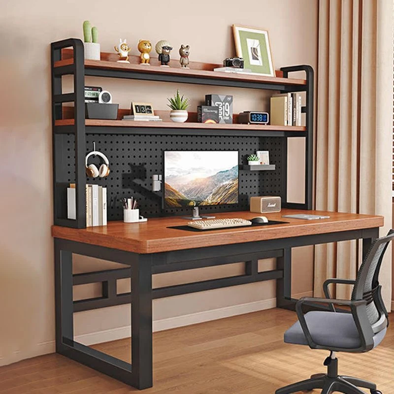 【热销款】电脑桌家用洞洞书桌书架桌子一体组合学生写字卧室办公桌